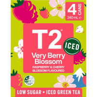 Very Berry Blossom Raspberry & Cherry Blossom Flavoured Low Sugar Iced Green Tea (4 x 240ml)