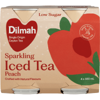 Peach Low Sugar Sparkling Iced Tea Cans (4 x 330ml)
