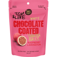White Chocolate Coated Raspberry Lamington Snackaballs (128g)