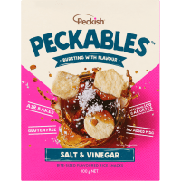 Peckables Salt & Vinegar Bite-Sized Flavoured Rice Snacks (100g)