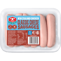 Free Range New Zealand Chicken Classic Cheese Sausages (6pk)