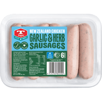 Free Range New Zealand Chicken Garlic & Herb Sausages (6pk)