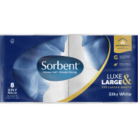 Luxe & Large Silky White 3 Ply Toilet Rolls (8 x 240 sheets)