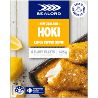 Hoki Lemon Pepper Crumb Flakey Fillets (425g)