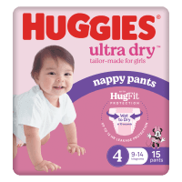 Ultra Dry Nappy Pants Toddler Girls Size 4 9-14kg (15pk)