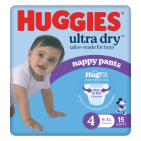 Ultra Dry Nappy Pants Toddlers Boy Size 4 9-14kg (15pk)