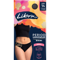 Period Underwear Bikini Black Size 14 (1pk)