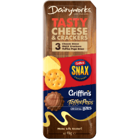 Tasty Cheese & Griffin's Snax Crackers & Toffee Pop Bites (46g)