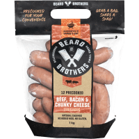 Beef, Bacon & Chunky Cheese Precooked Sausages (1kg)