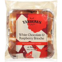 White Chocolate & Raspberry Brioche Hot Cross Buns (4pk)