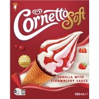 Soft Vanilla With Strawberry Sauce Frozen Dessert (4 x 140ml)