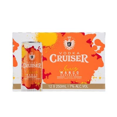 Cruiser Juicy Mango Raspberry 7% Cans 12x250ml