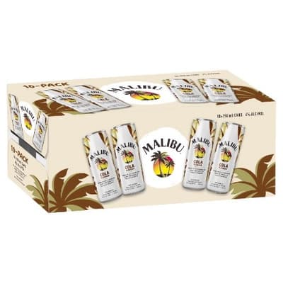 Malibu Cocktails Cola 4% Cans 10x250ml