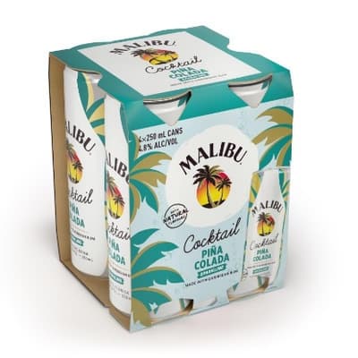 Malibu Cocktails Piña Colada 4.8% Cans 4x250ml
