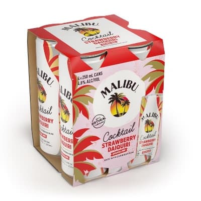 Malibu Cocktails Strawberry Daiquiri 4.8% Cans 4x250ml