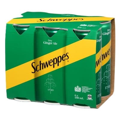 Schweppes Dry Ginger Ale Cans 6x250ml