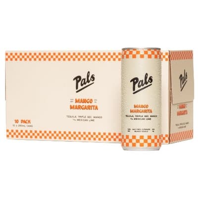 Pals Mango Margarita Tequila, Triple Sec & Lime 5.8% Cans 10x250ml