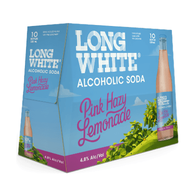 Long White Vodka Alcoholic Soda Pink Hazy Lemonade 4.8% Bottles 10x320ml