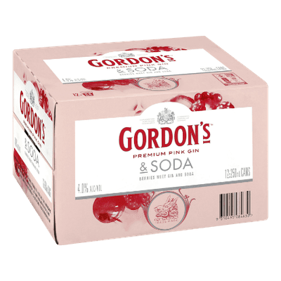 Gordon's Premium Pink Gin & Soda 4% Cans 12x250ml