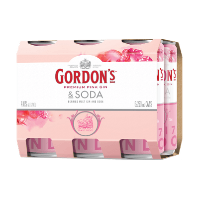 Gordon's Premium Pink Gin & Soda 4% Cans 6x250ml