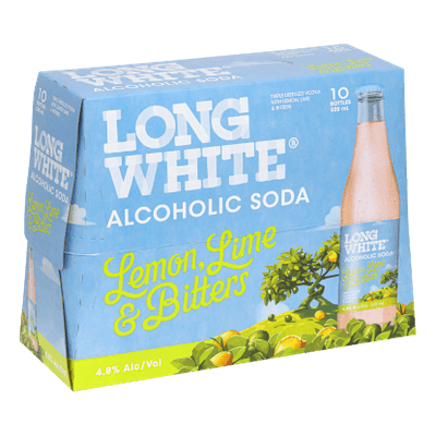 Long White Vodka Alcoholic Soda Lemon Lime & Bitters 4.8% Bottles 10x320ml