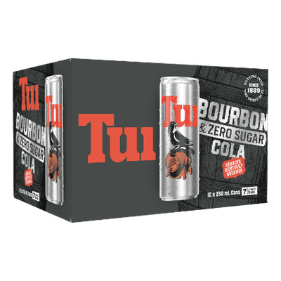Tui Bourbon & Zero Sugar Cola 7% Cans 12x250ml