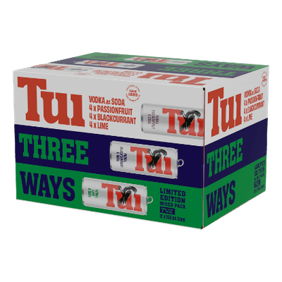 Tui Three Ways Vodka & Soda Mixed Pack Cans 12x250ml