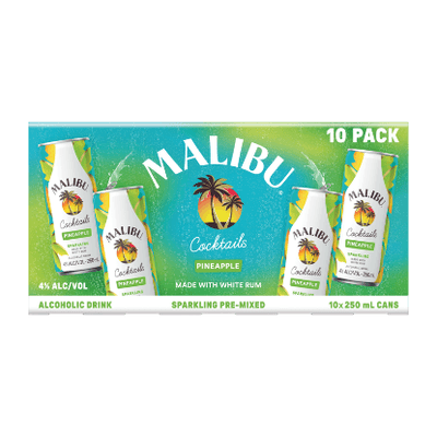 Malibu Cocktails Pineapple 4% Cans 10x250ml