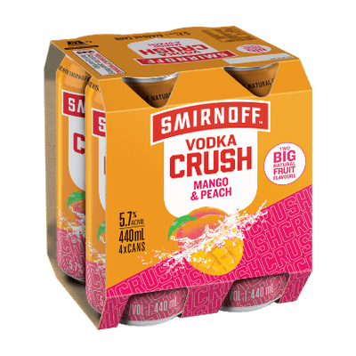 Smirnoff Crush Mango & Peach 5.7% Cans 4x440ml