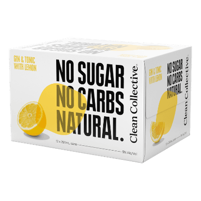 Clean Collective Gin & Tonic with Lemon 5% Cans 12x250ml