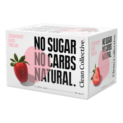 Clean Collective Strawberry Blush Pink Gin 5% Cans 12x250ml