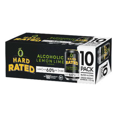 Hard Rated Alcoholic Lemon Lime 6% Cans 10x330ml