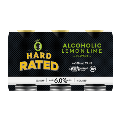 Hard Rated Alcoholic Lemon Lime 6% Cans 6x330ml