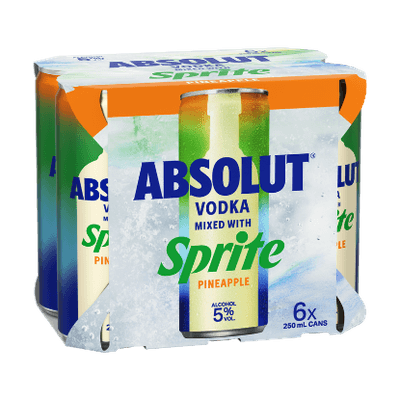 Absolut Vodka with Sprite Pineapple 5% Cans 6x250ml