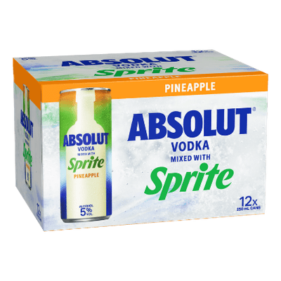 Absolut Vodka with Sprite Pineapple 5% Cans 12x250ml