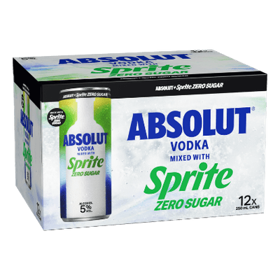 Absolut Vodka with Sprite Zero Sugar 5% Cans 12x250ml
