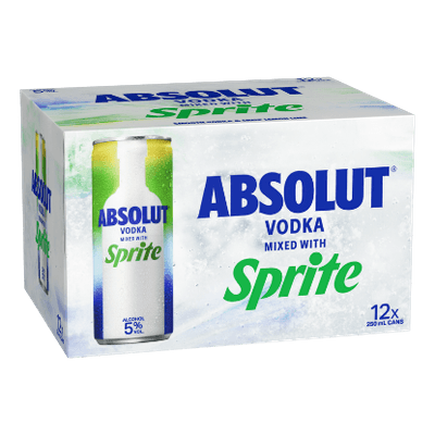 Absolut Vodka with Sprite 5% Cans 12x250ml