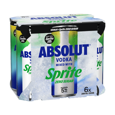 Absolut Vodka with Sprite Zero Sugar 5% Cans 6x250ml