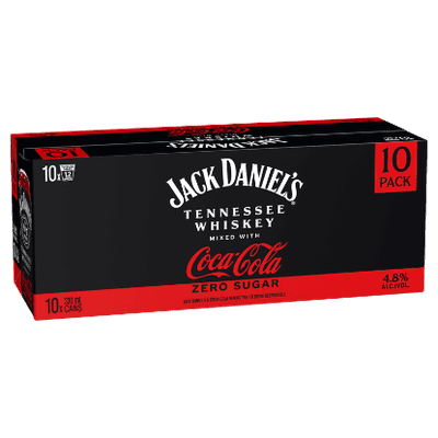 Jack Daniel's with Coca-Cola Zero Sugar 4.8% Cans 10x330ml