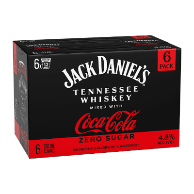 Jack Daniel's with Coca-Cola Zero Sugar 4.8% Cans 6x330ml