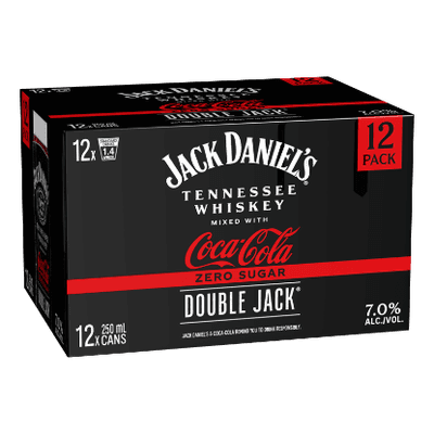 Jack Daniel's Double Jack with Coca-Cola Zero Sugar 7% Cans 12x250ml