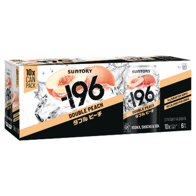 Suntory -196 Vodka, Shochu & Soda Double Peach 6% Cans 10x330ml