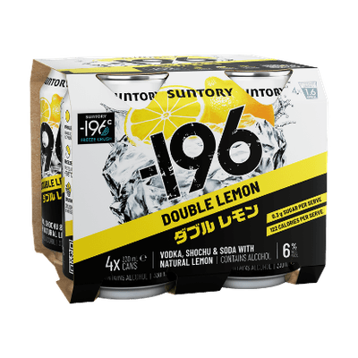 Suntory -196 Vodka, Shochu & Soda Double Lemon 6% Cans 4x330ml