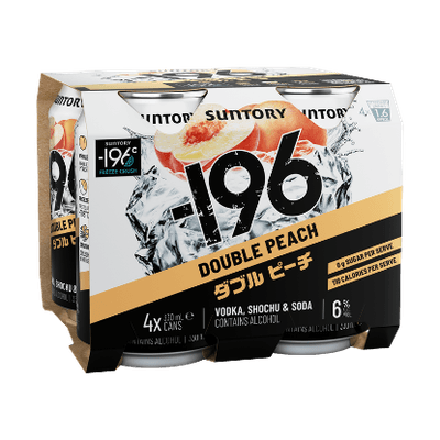 Suntory -196 Vodka, Shochu & Soda Double Peach 6% Cans 4x330ml