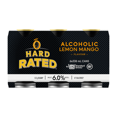 Hard Rated Alcoholic Lemon Mango 6% Cans 6x330ml