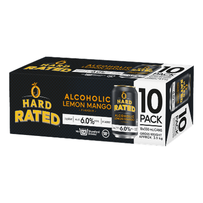 Hard Rated Alcoholic Lemon Mango 6% Cans 10x330ml