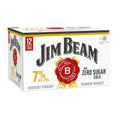 Jim Beam & Zero Sugar Cola 7% Cans 12x250ml