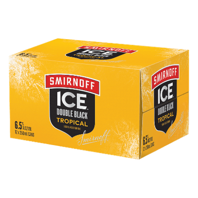 Smirnoff Ice Double Black Tropical 6.5% Cans 12x250ml