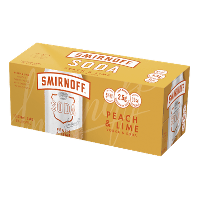 Smirnoff Soda Peach & Lime 5% Cans 10x330ml