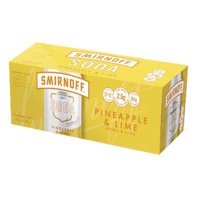 Smirnoff Soda Pineapple & Lime 5% Cans 10x330ml
